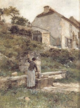 レオン・オーギュスティン・レルミット Painting - 井戸でバケツをファイリングする女性 田園風景 農民 レオン・オーギュスティン・レルミット